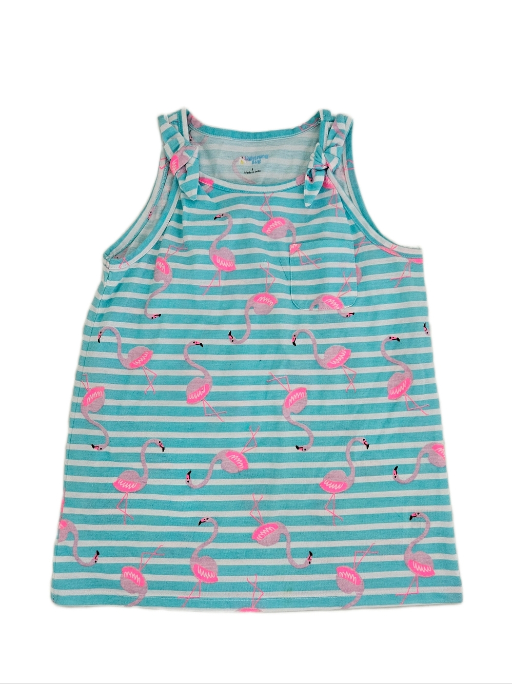 Girls' Aqua & White Striped Flamingo Tank Size 8